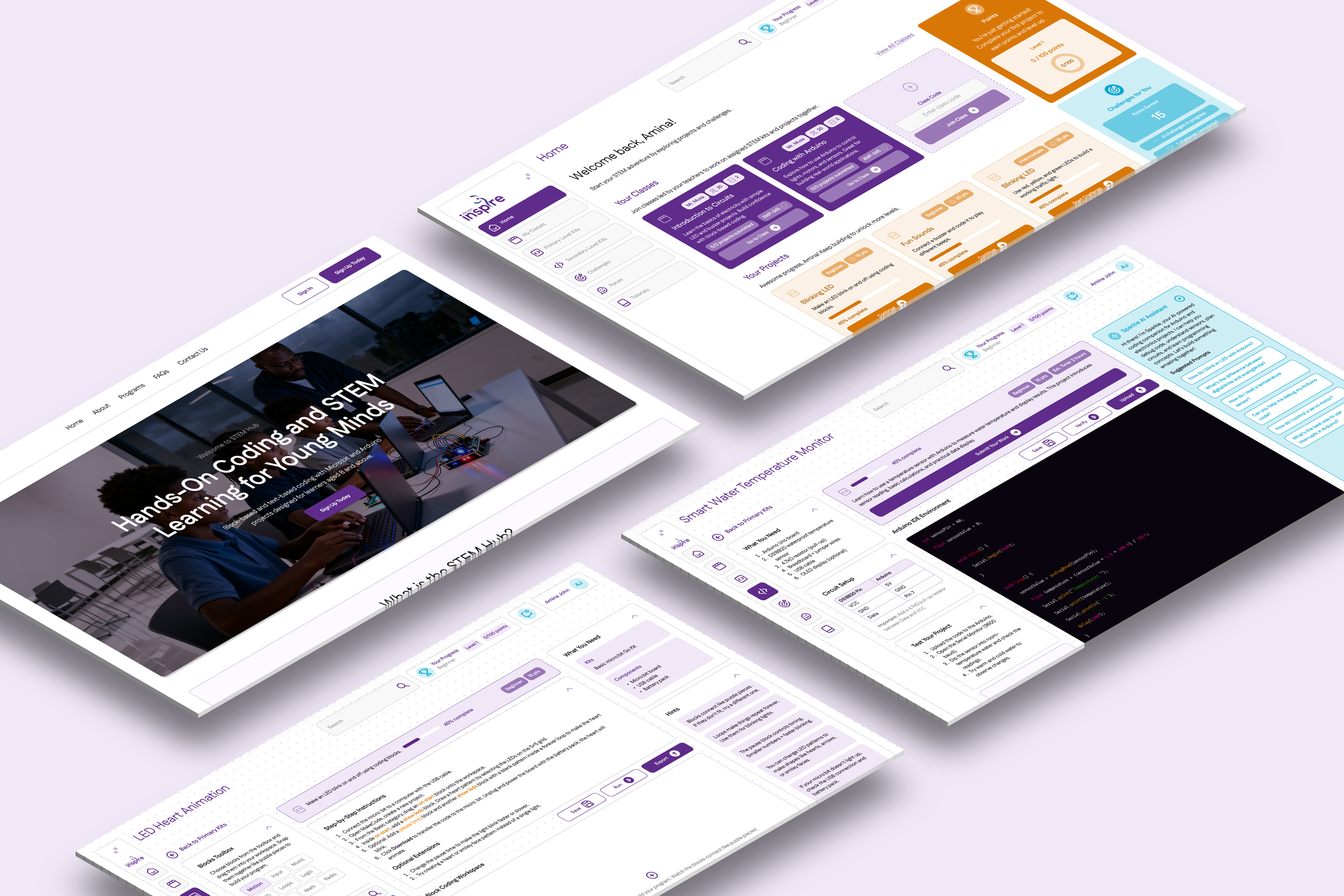Inspire STEM Hub — One design system, two learning experiences.